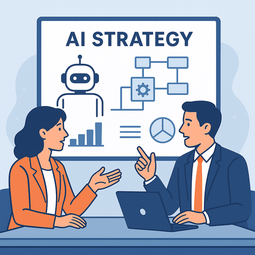 Consulting discussion with AI strategy board